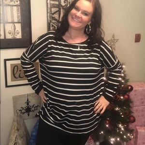 Black and Ivory stripe top